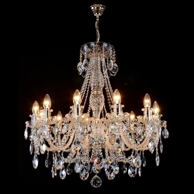 Imperialer Kristall-Kronleuchter — 16 Glastrompeten, handgeschliffene Schalen