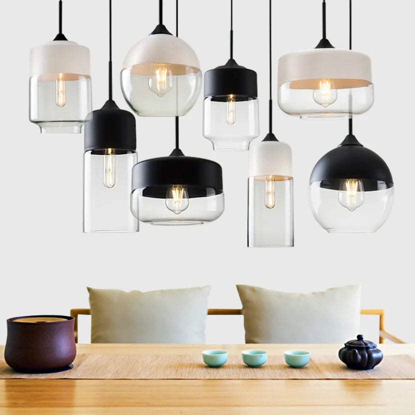Aeris Glass Pendant Mouth Blown, Adjustable Cable For Dining Rooms