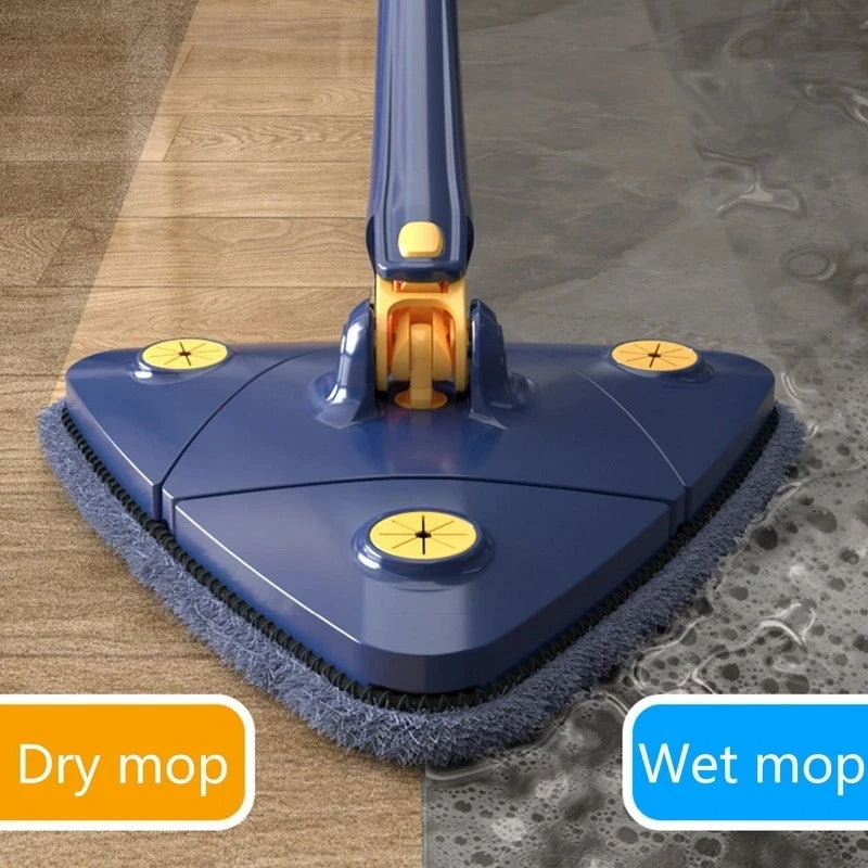 Telescopic Triangle Floor Mop — 360° Rotatable Wet & Dry Cleaner