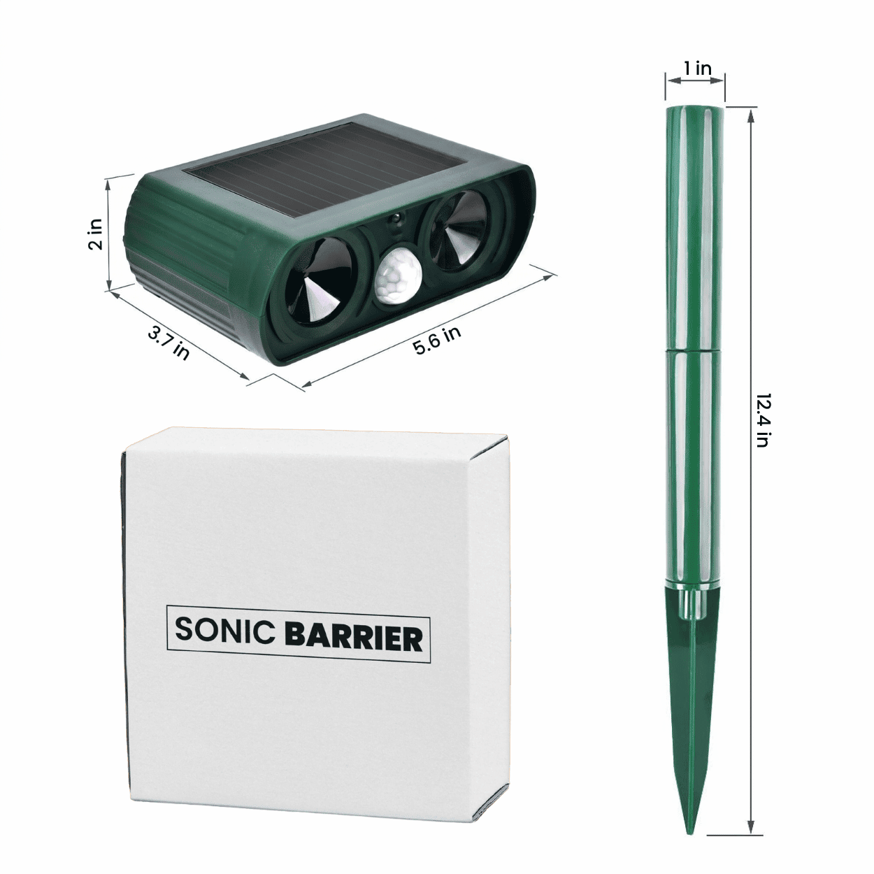 Solar Powered Ultrasonic Dog Deterrent — Motion Activated Sensor