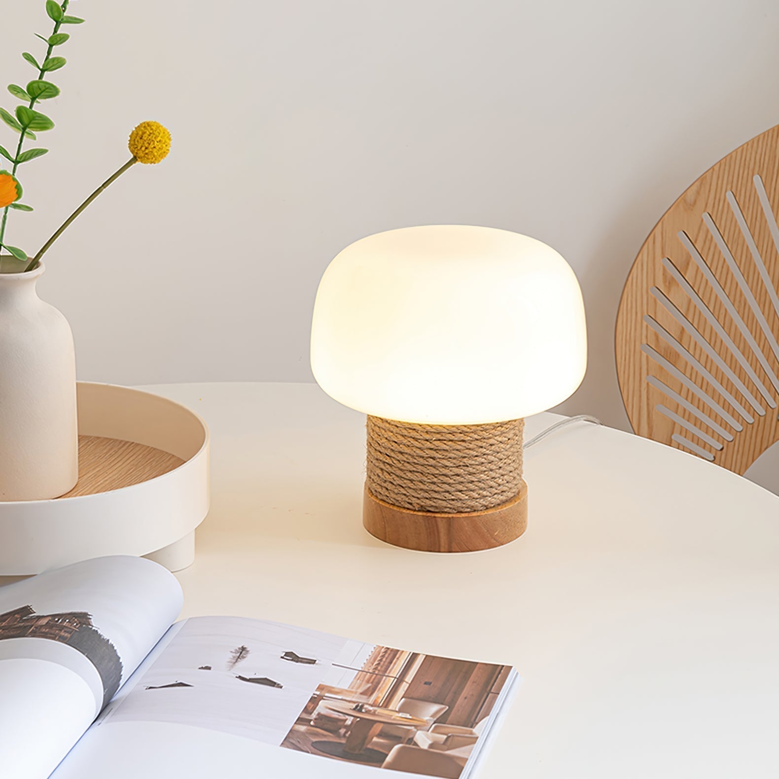 Aurelium Wood Base LED Desk Light For Nightstands And Desks