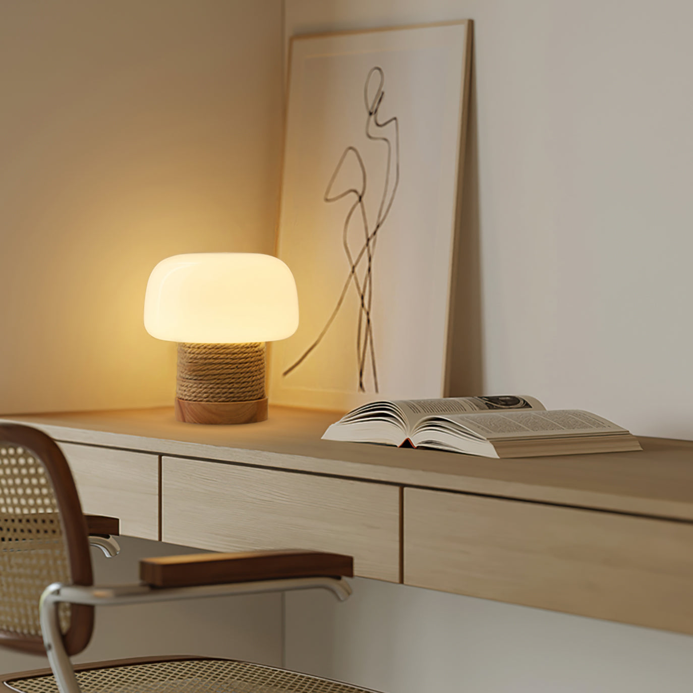Aurelium Wood Base LED Desk Light For Nightstands And Desks