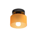 Retro Amber Glass Ceiling Light — E27/E26 Socket, Direct Mount, Cylindrical Shade