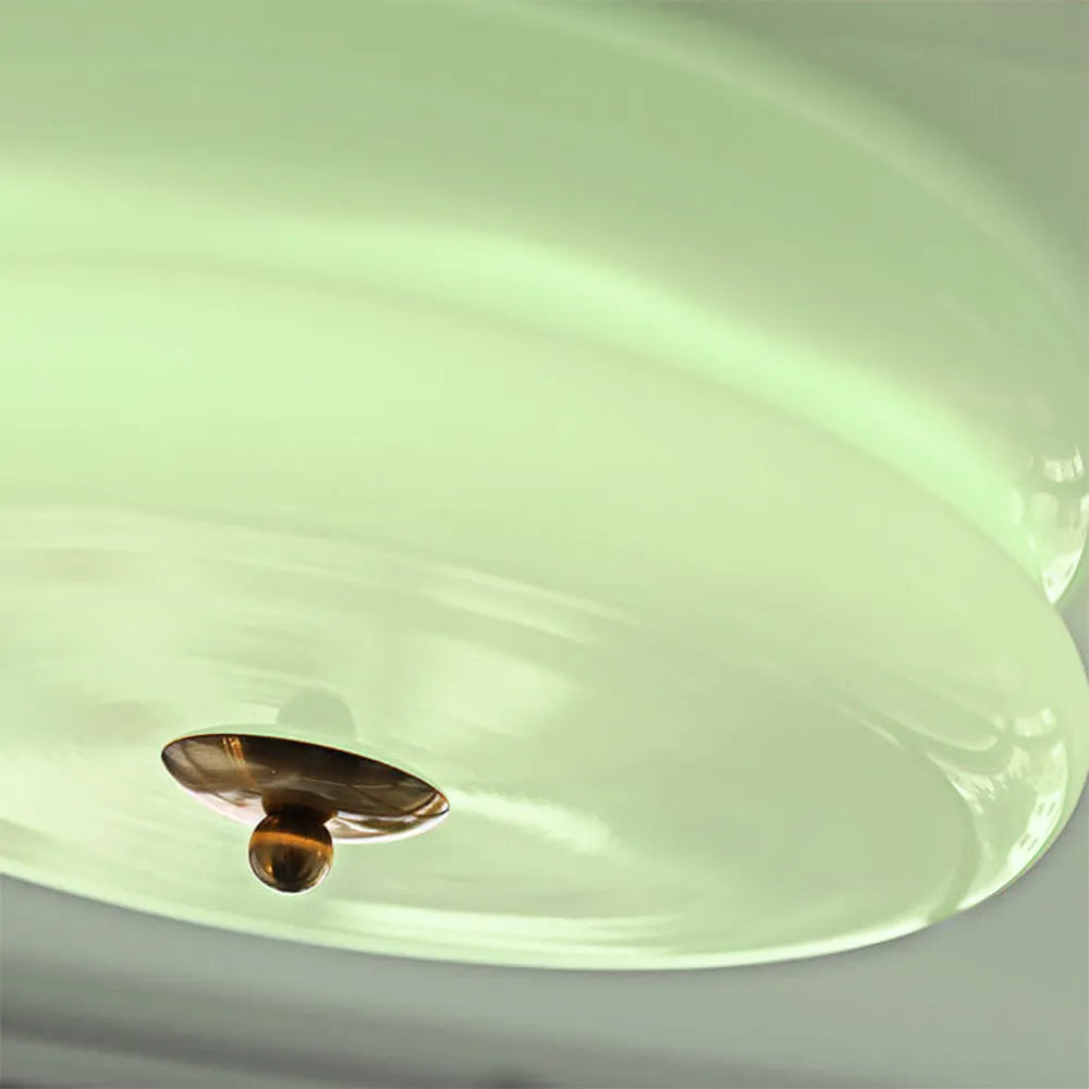 Industrial Glass Ceiling Light — LED Illumination, Gold Chrome Trim, Frosted White Dome, 13cm Height
