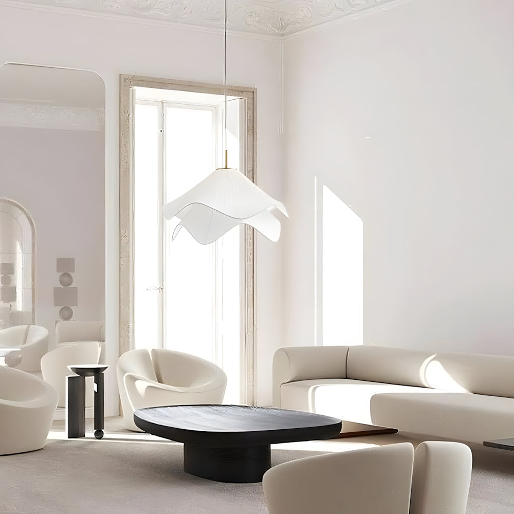 Flower Motif Fabric and Metal Ceiling Lamp — E27 Base