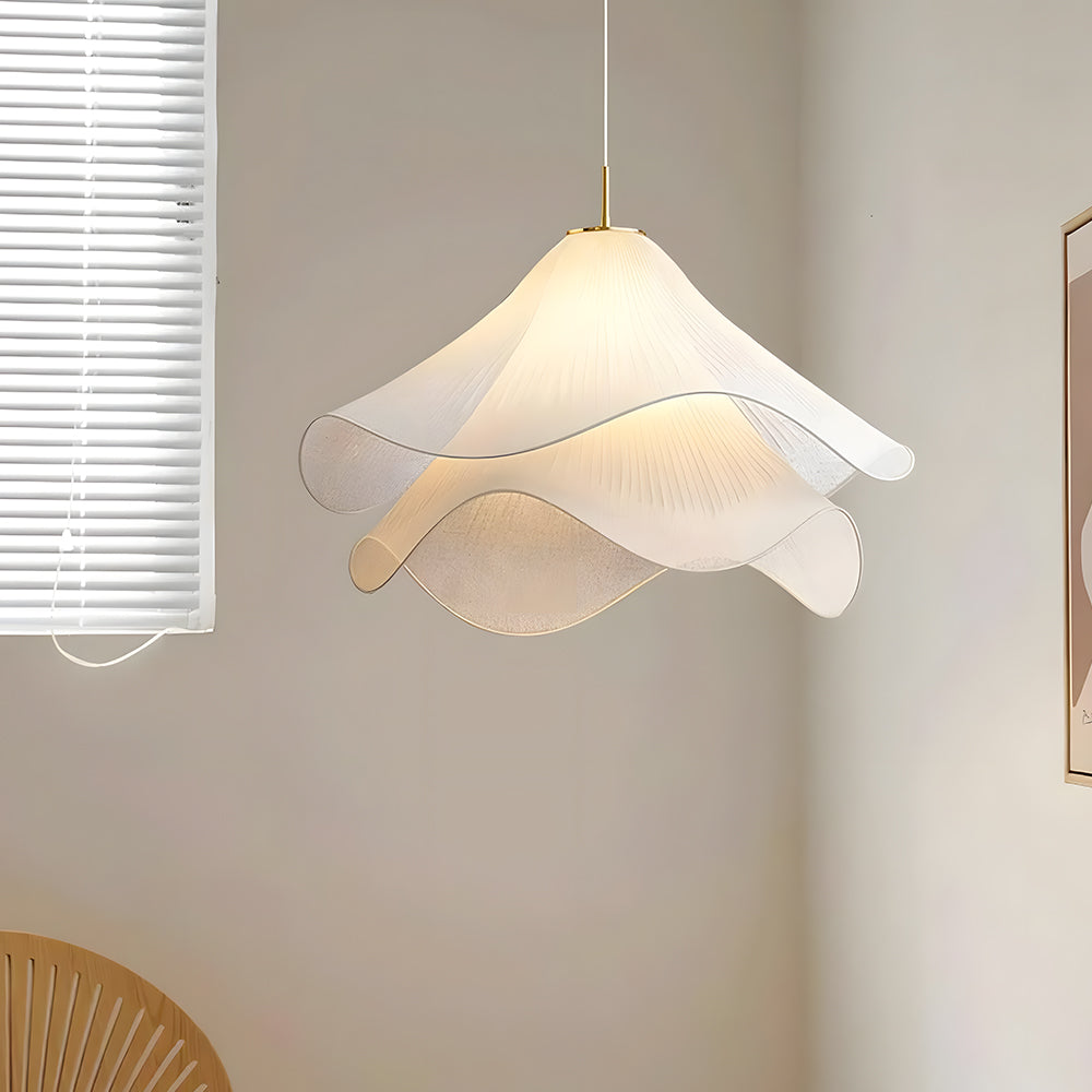 Flower Motif Fabric and Metal Ceiling Lamp — E27 Base