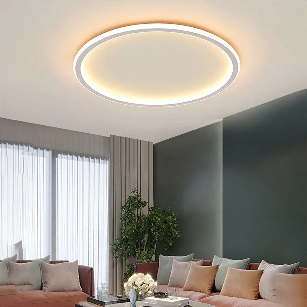 ラウンド北欧風LEDシーリングライト — メタル製アルミニウム、薄型