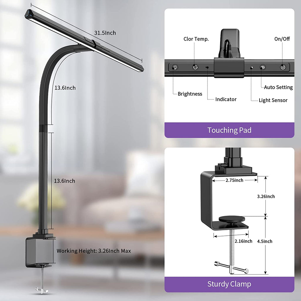 Architect klemlampe til skrivebord - moderne justerbar LED-lysskinne