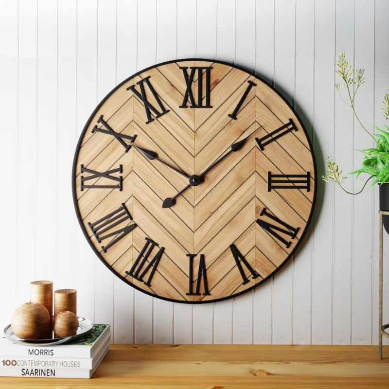 Havenwood rustikaler Wanduhr mit römischen Ziffern, 24 Zoll