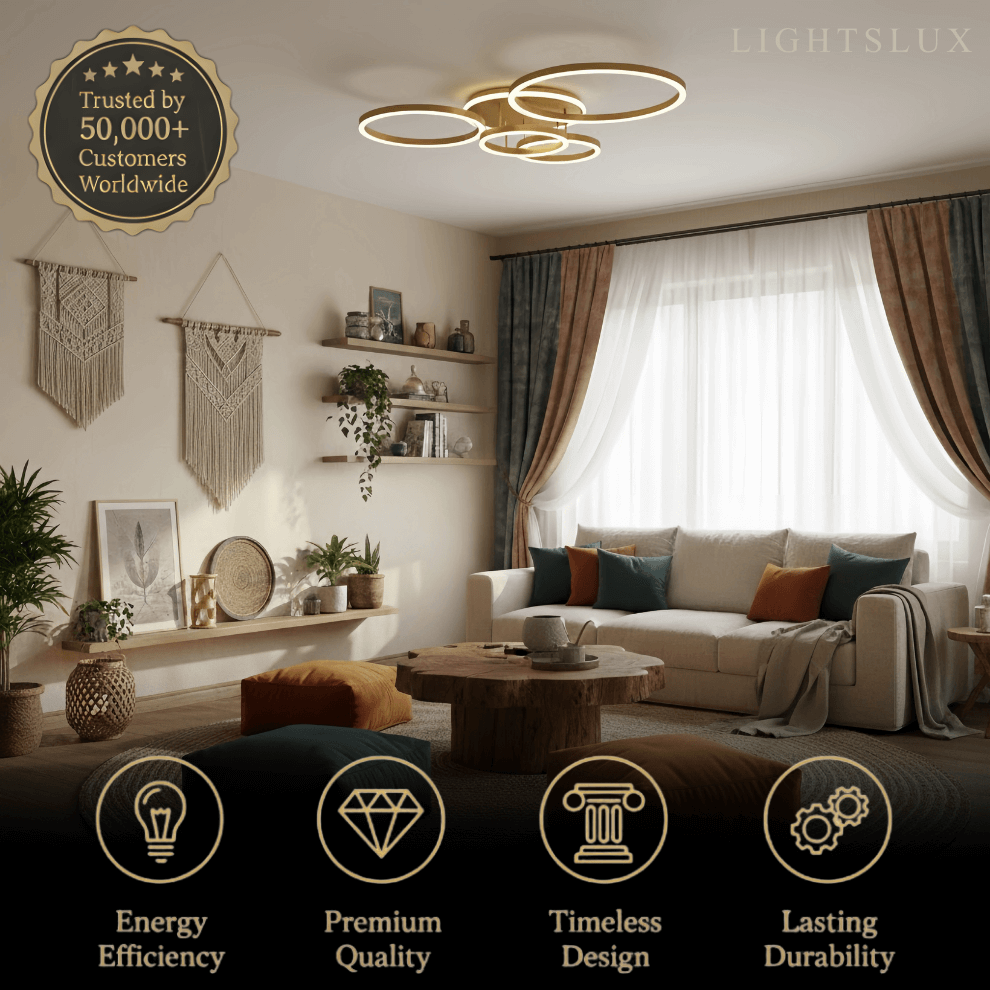 Ring Black/Gold Celing Light, 4Style, for Bedroom/Living Room/Commercial - Flindria