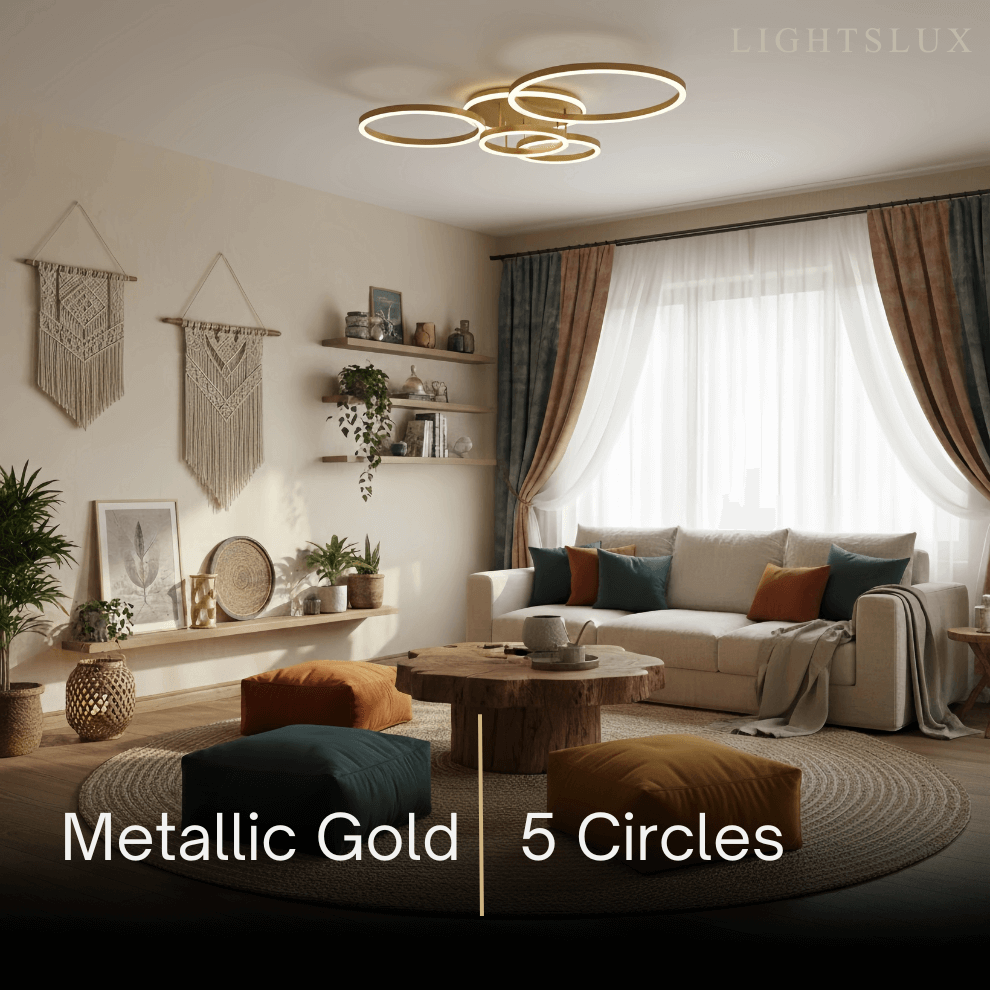Ring Black/Gold Celing Light, 4Style, for Bedroom/Living Room/Commercial - Flindria