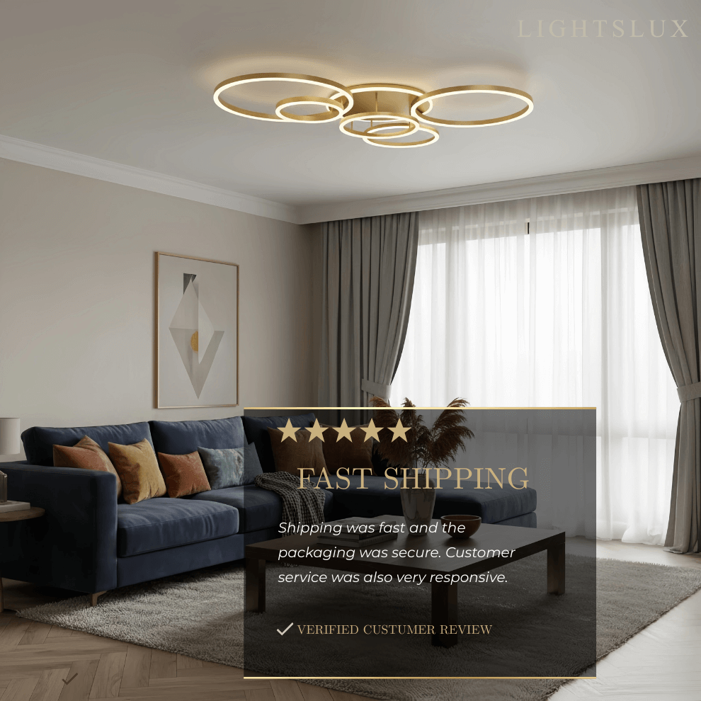 Ring Black/Gold Celing Light, 4Style, for Bedroom/Living Room/Commercial - Flindria