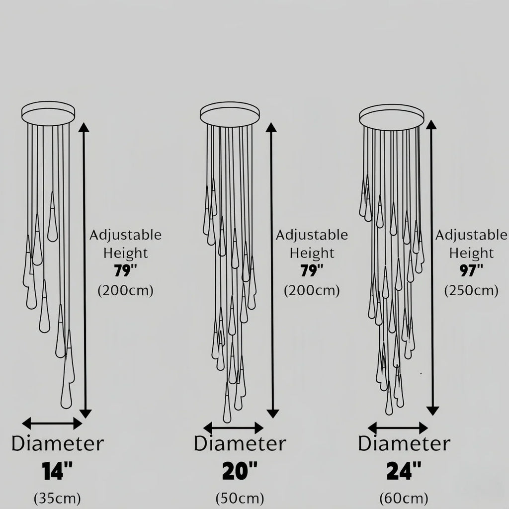 Lujoso candelabro de gotas de cristal con diseño en espiral - Flindria