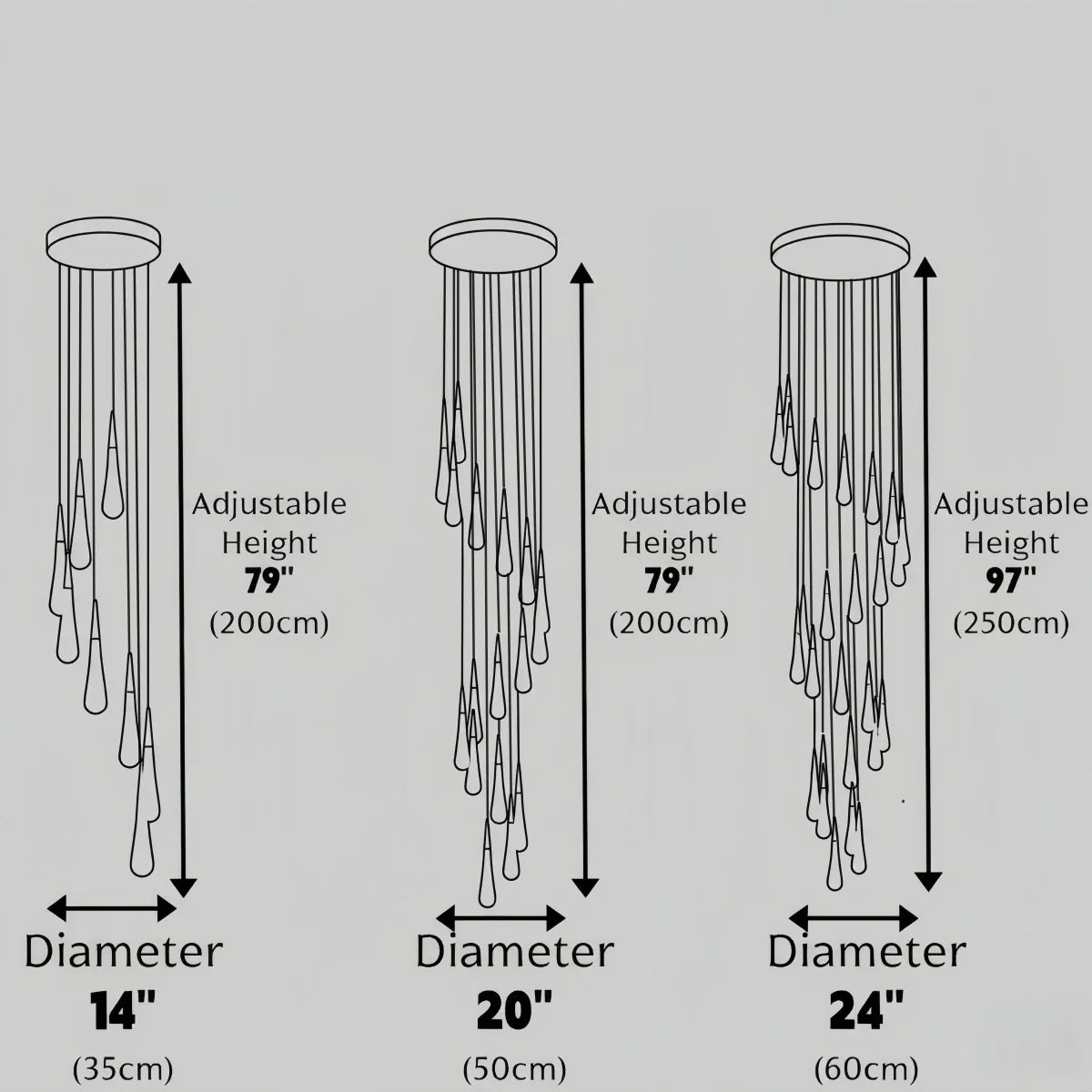 Lujoso candelabro de gotas de cristal con diseño en espiral - Flindria