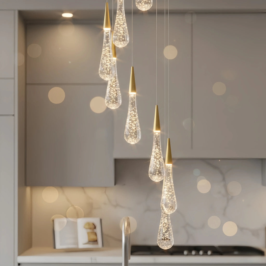 Lujoso candelabro de gotas de cristal con diseño en espiral - Flindria