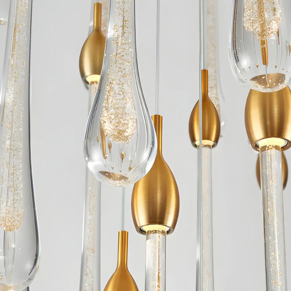 Lujoso candelabro de gotas de cristal con diseño en espiral - Flindria