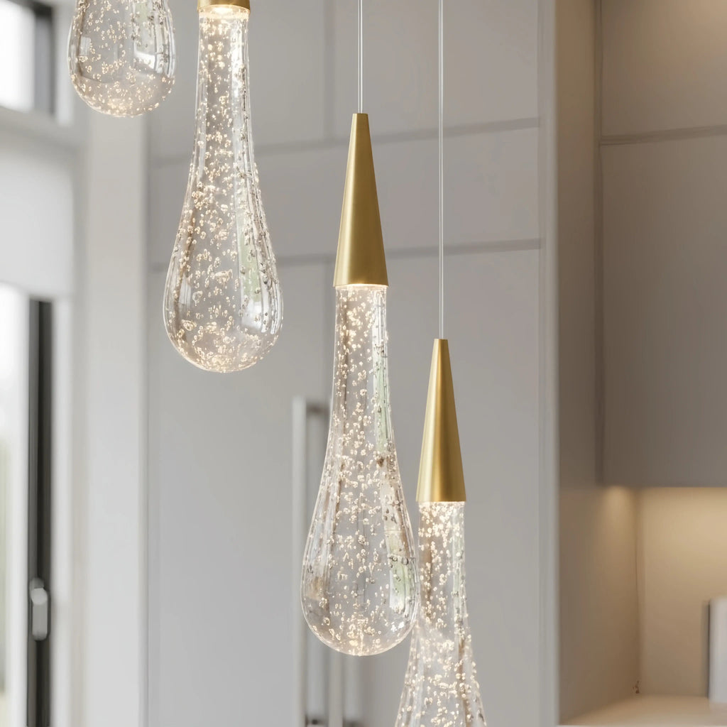 Lujoso candelabro de gotas de cristal con diseño en espiral - Flindria