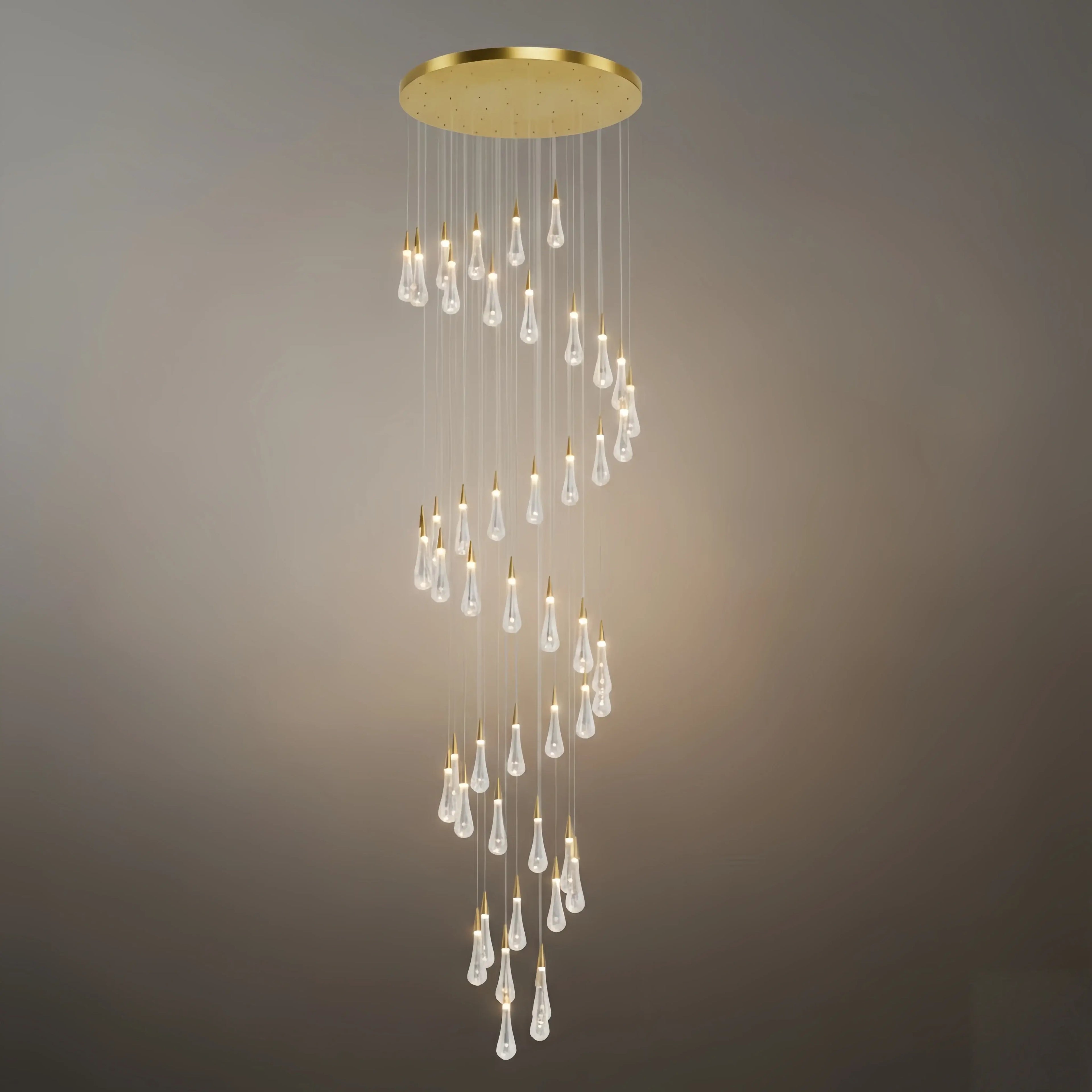 Lujoso candelabro de gotas de cristal con diseño en espiral - Flindria