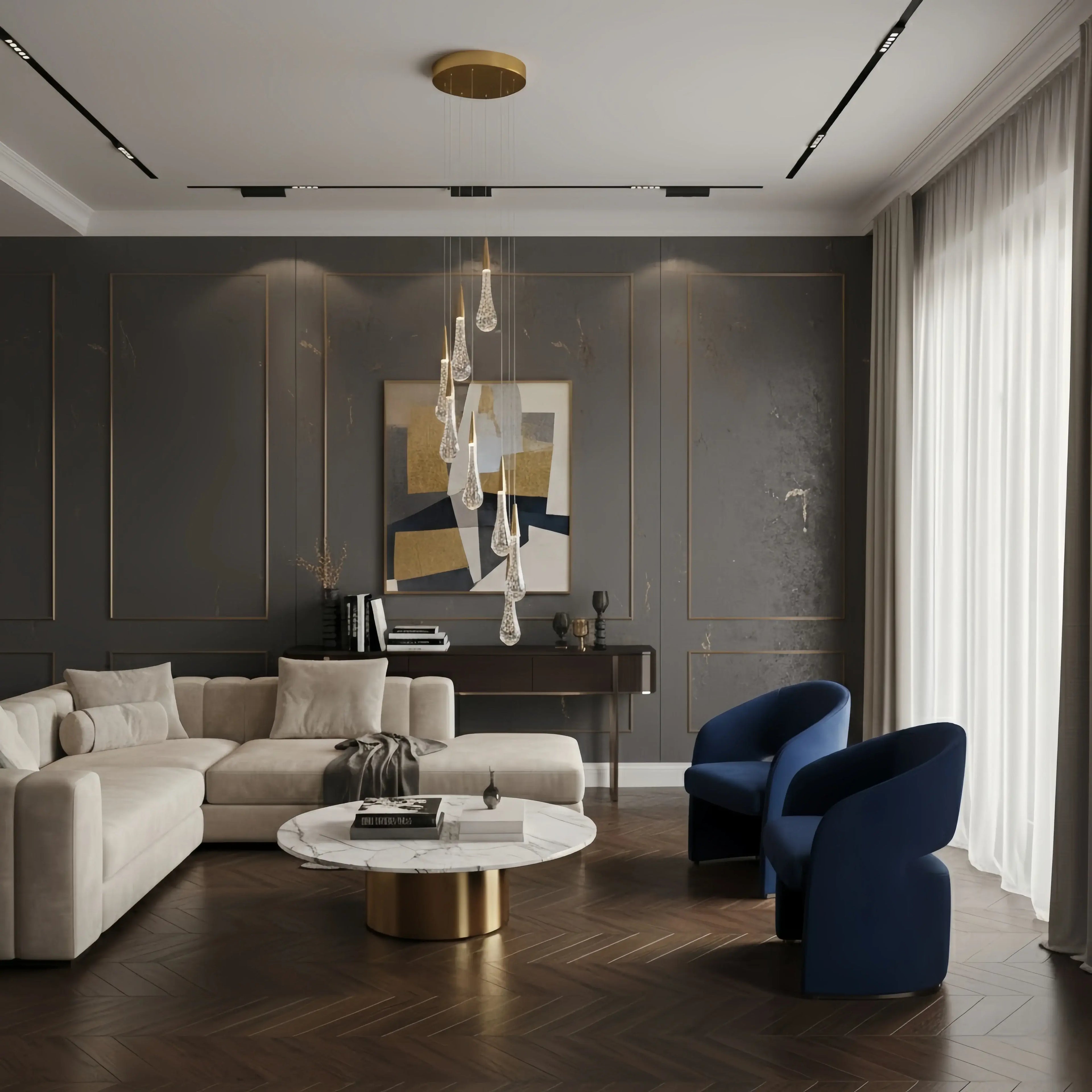 Lujoso candelabro de gotas de cristal con diseño en espiral - Flindria