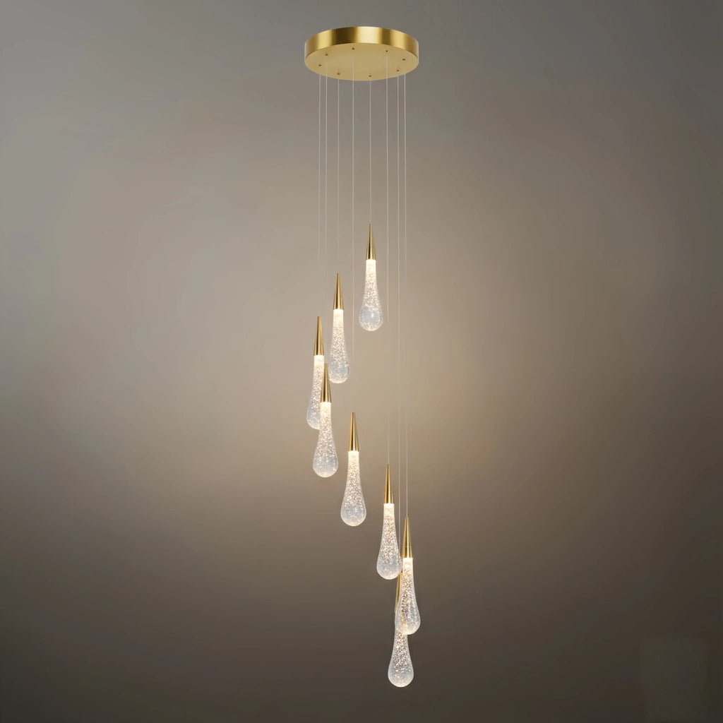 Lujoso candelabro de gotas de cristal con diseño en espiral - Flindria