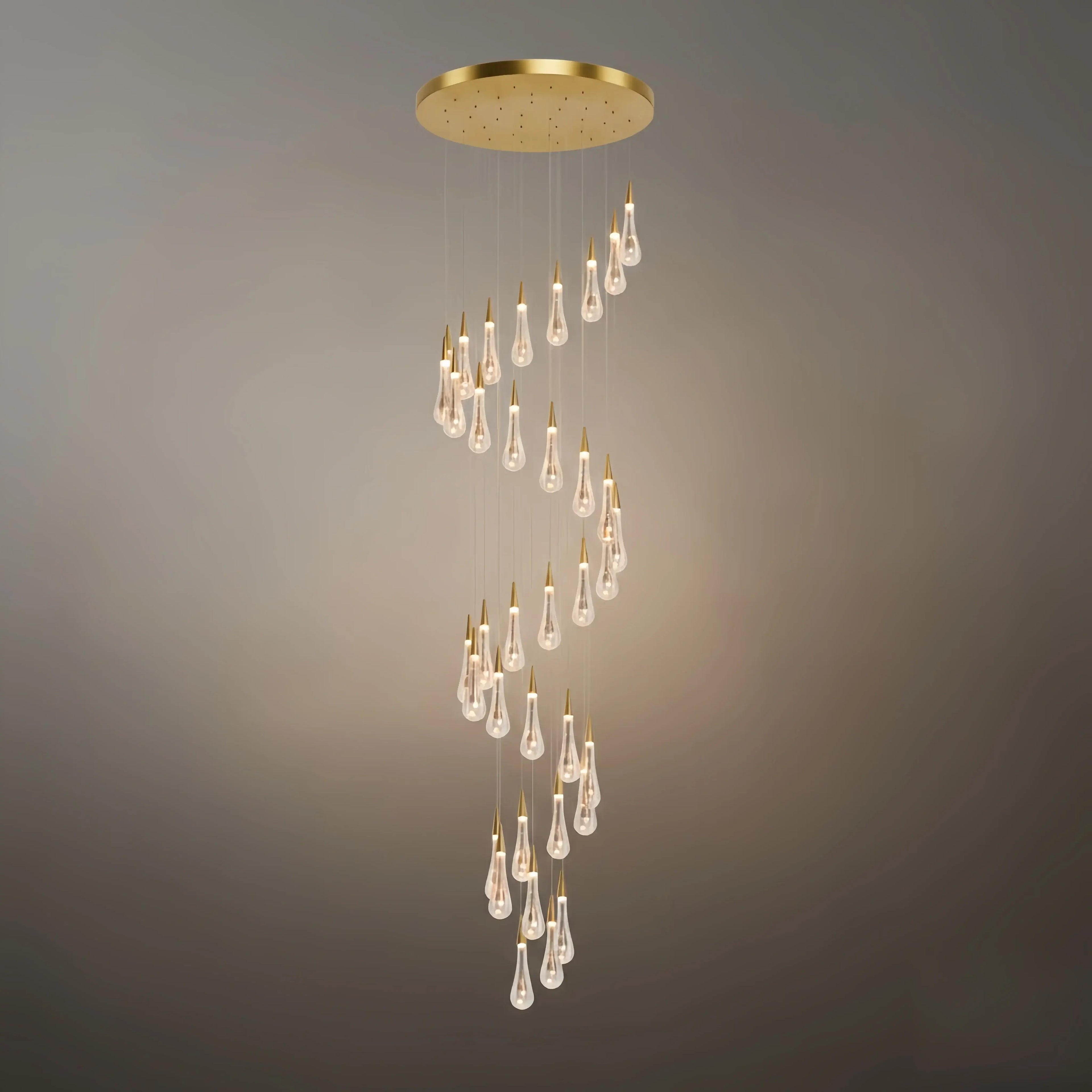 Lujoso candelabro de gotas de cristal con diseño en espiral - Flindria