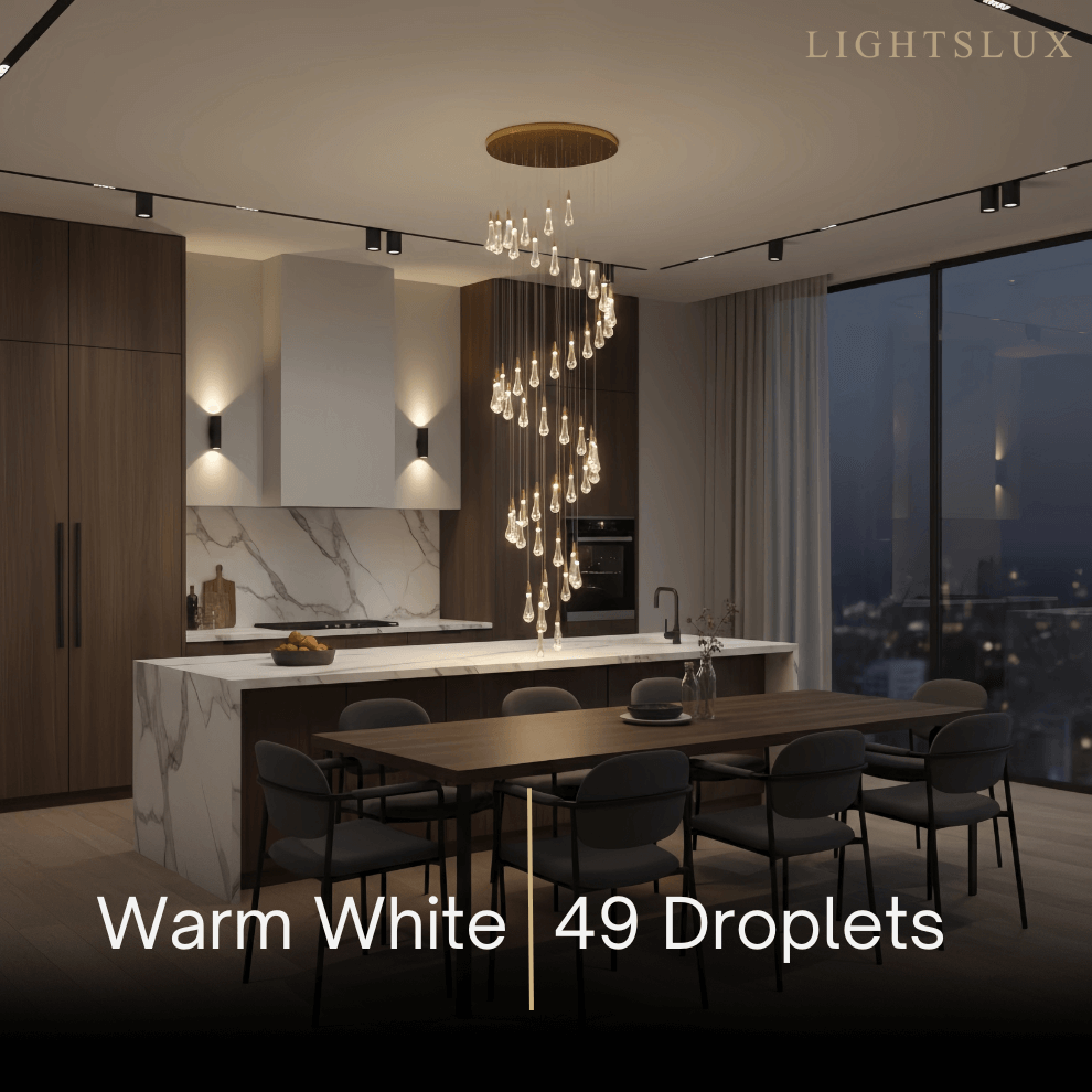 Lujoso candelabro de gotas de cristal con diseño en espiral - Flindria