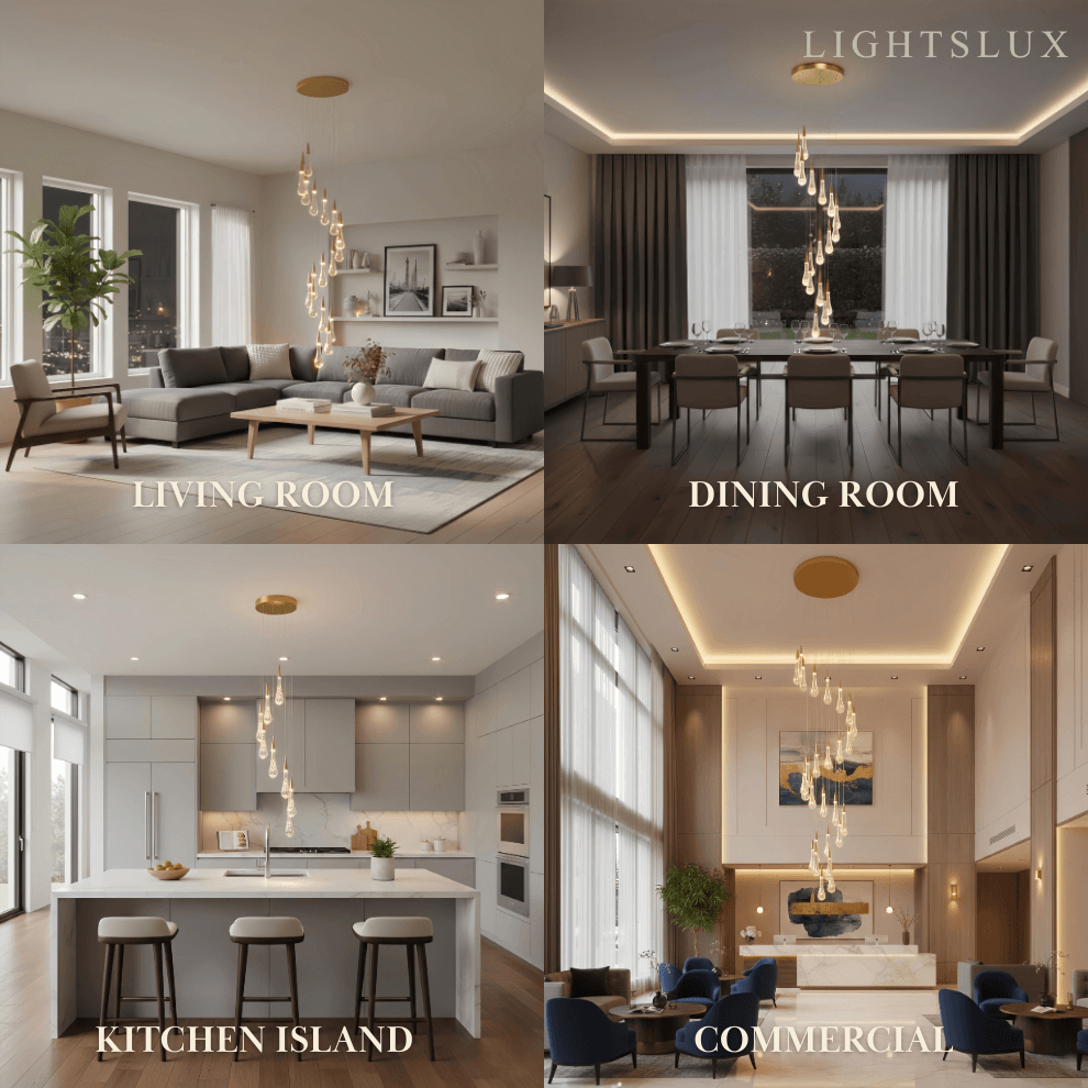 Lujoso candelabro de gotas de cristal con diseño en espiral - Flindria