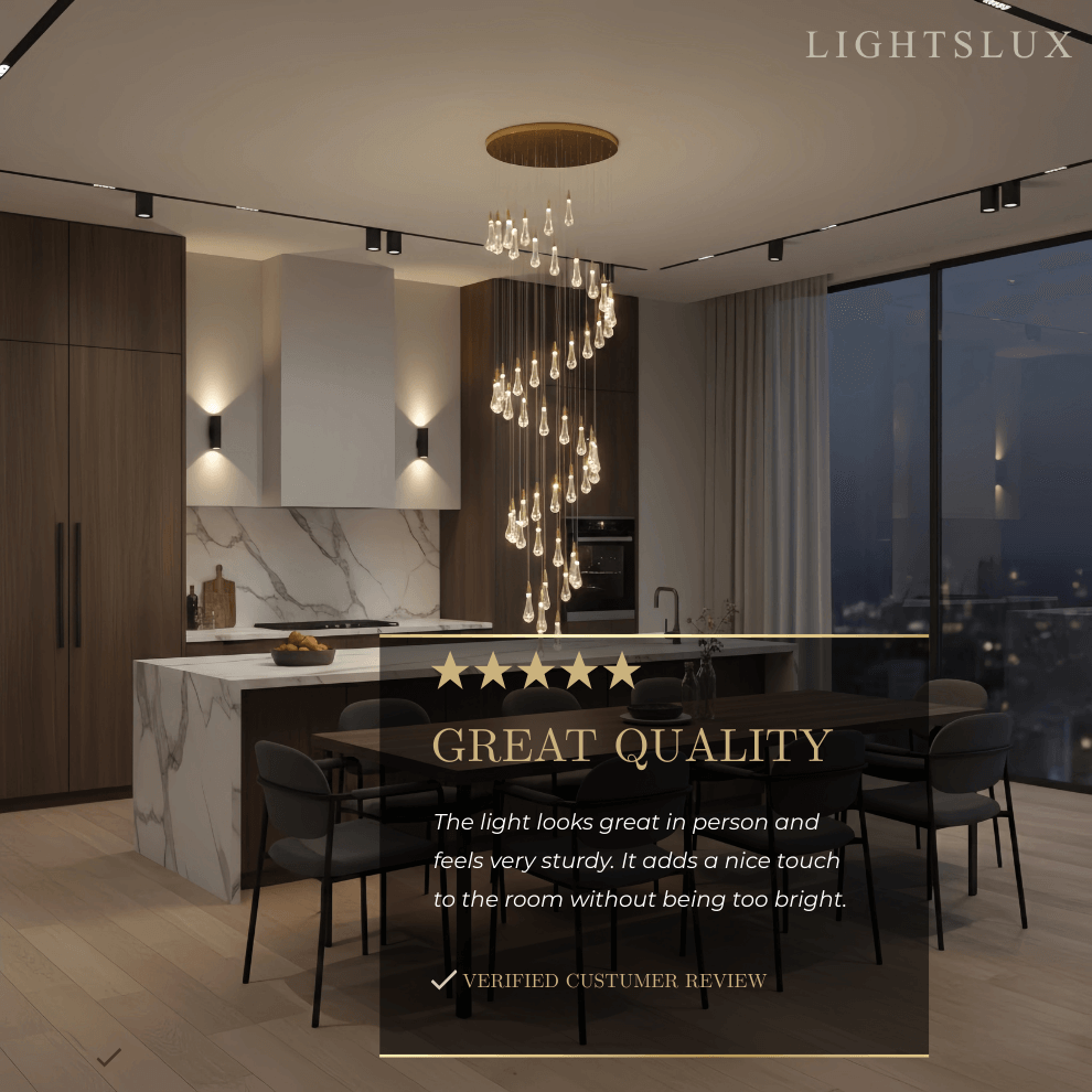 Lujoso candelabro de gotas de cristal con diseño en espiral - Flindria