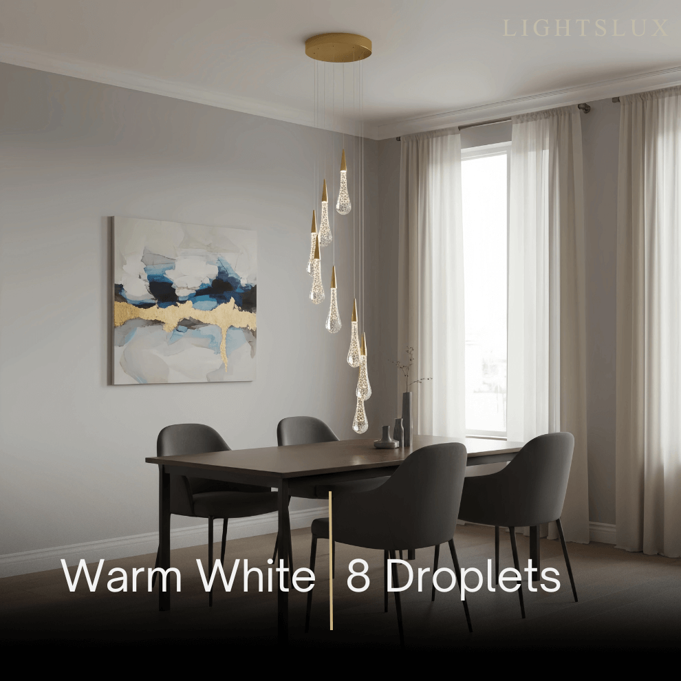 Lujoso candelabro de gotas de cristal con diseño en espiral - Flindria