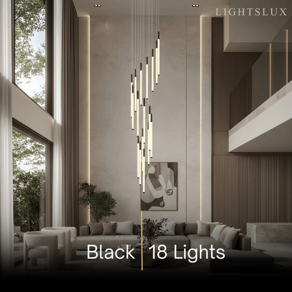 Multi-Tier Modern Chandelier - Waterfall Design for Staircases & High Ceilings - Flindria