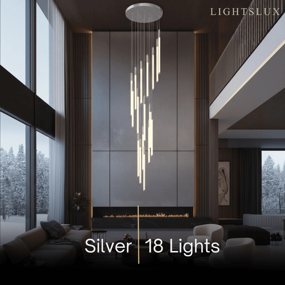 Multi-Tier Modern Chandelier - Waterfall Design for Staircases & High Ceilings - Flindria