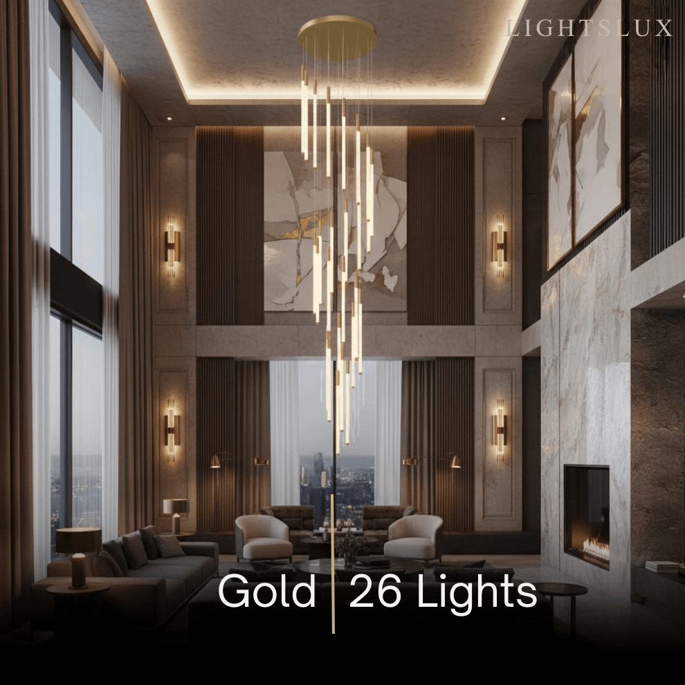 Multi-Tier Modern Chandelier - Waterfall Design for Staircases & High Ceilings - Flindria
