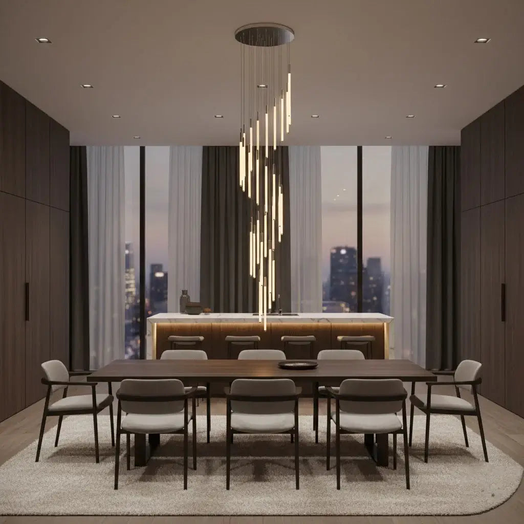 Multi-Tier Modern Chandelier - Waterfall Design for Staircases & High Ceilings - Flindria