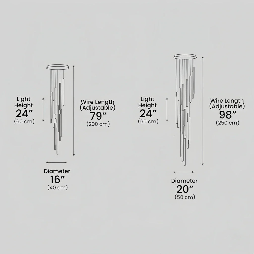 Multi-Tier Modern Chandelier - Waterfall Design for Staircases & High Ceilings - Flindria