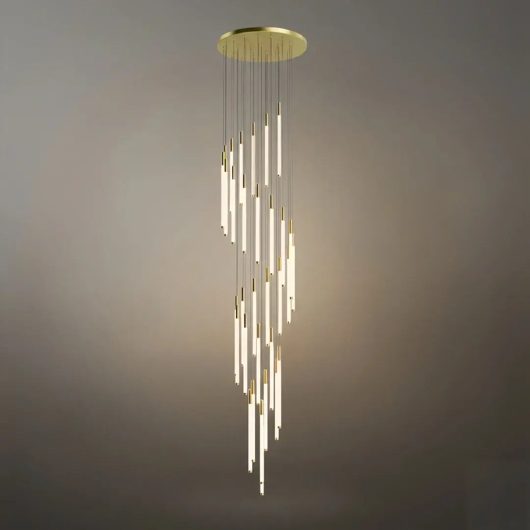 Vícepatrový moderní lustr - design vodopádu pro schodiště a vysoké stropy - Flindria