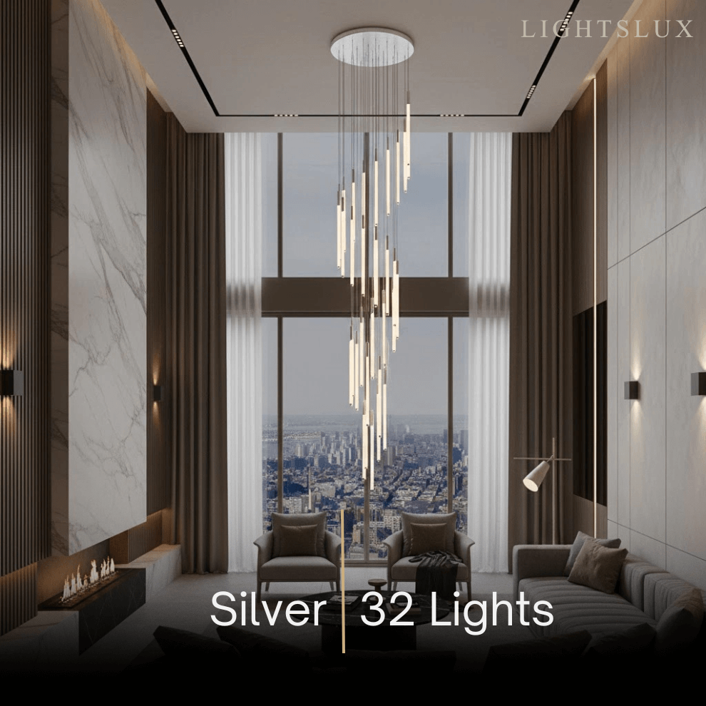Multi-Tier Modern Chandelier - Waterfall Design for Staircases & High Ceilings - Flindria