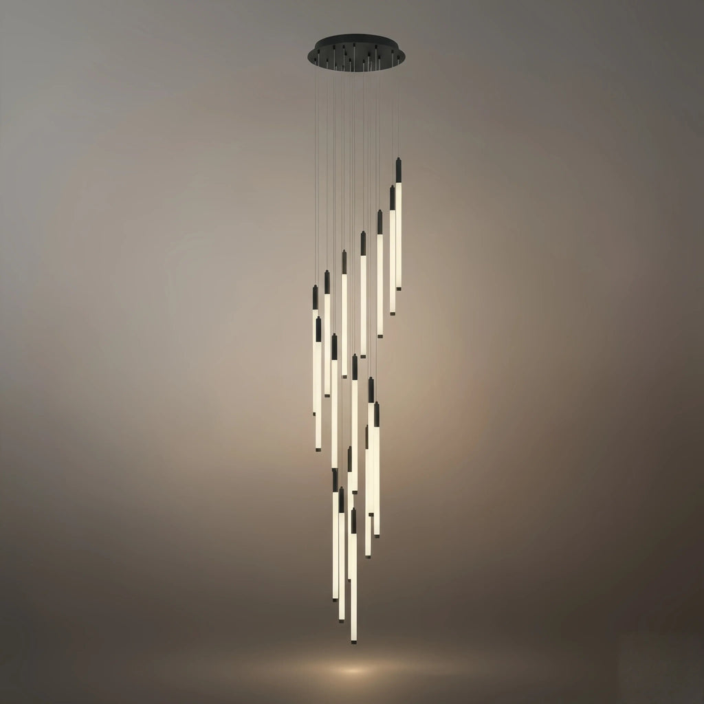 Multi-Tier Modern Chandelier - Waterfall Design for Staircases & High Ceilings - Flindria