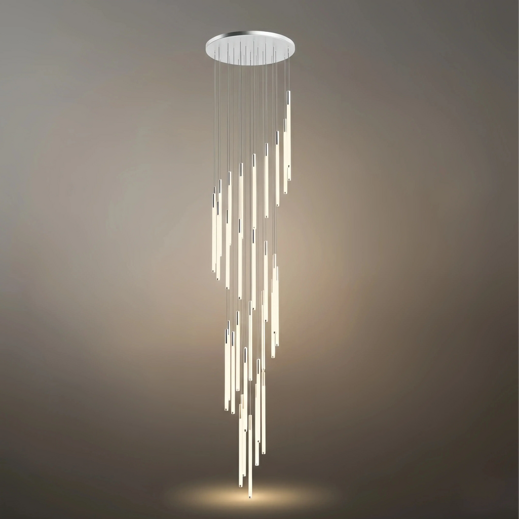 Multi-Tier Modern Chandelier - Waterfall Design for Staircases & High Ceilings - Flindria