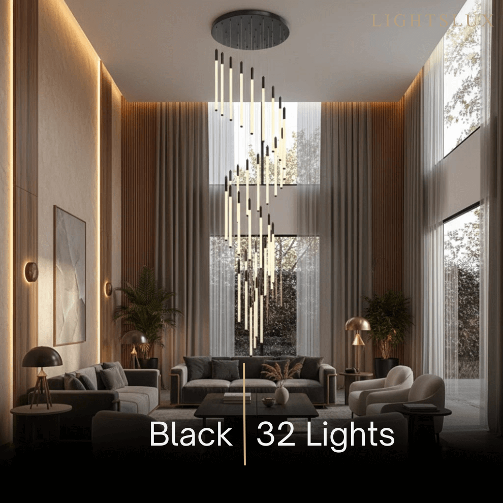 Multi-Tier Modern Chandelier - Waterfall Design for Staircases & High Ceilings - Flindria