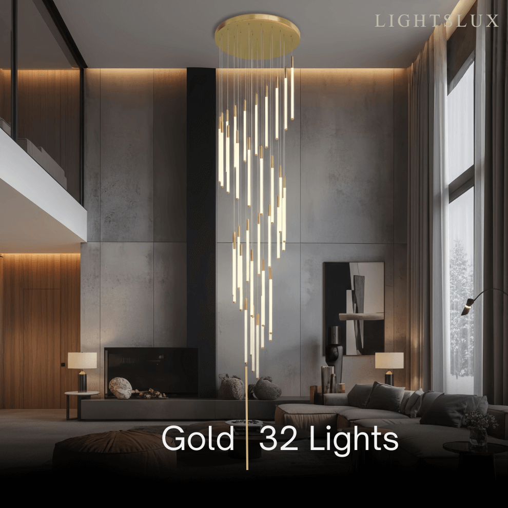 Multi-Tier Modern Chandelier - Waterfall Design for Staircases & High Ceilings - Flindria