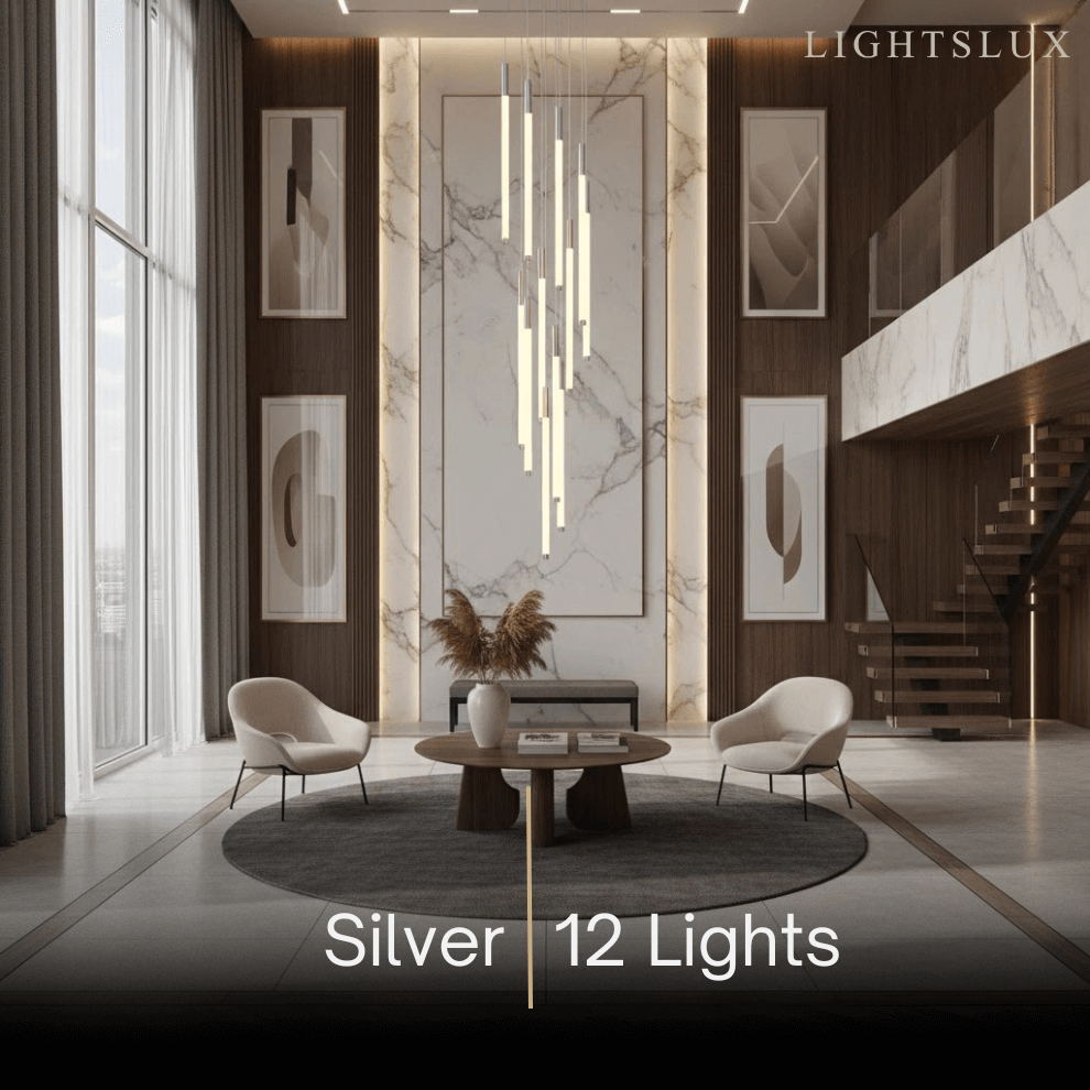 Multi-Tier Modern Chandelier - Waterfall Design for Staircases & High Ceilings - Flindria
