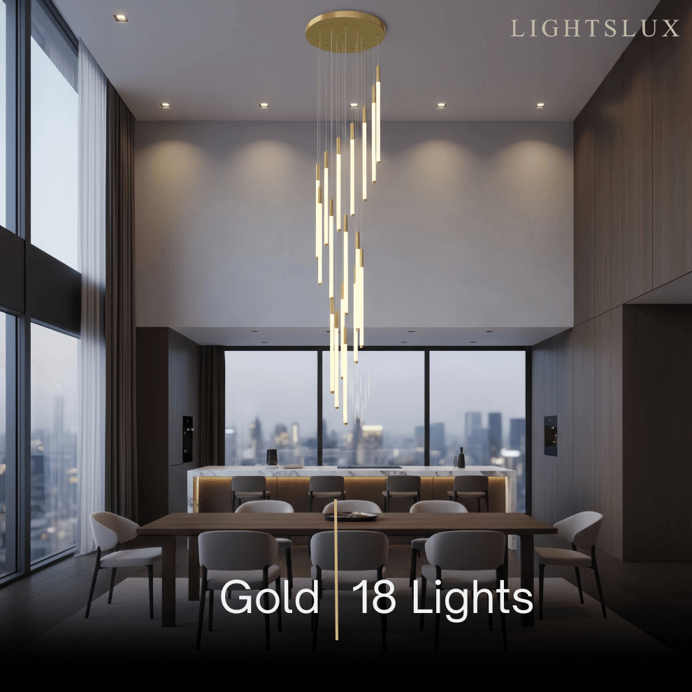 Multi-Tier Modern Chandelier - Waterfall Design for Staircases & High Ceilings - Flindria