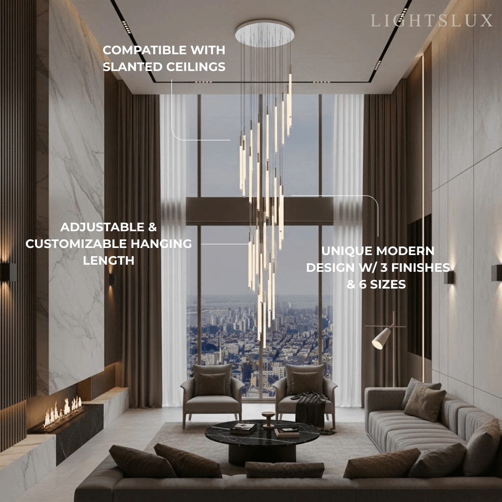 Multi-Tier Modern Chandelier - Waterfall Design for Staircases & High Ceilings - Flindria