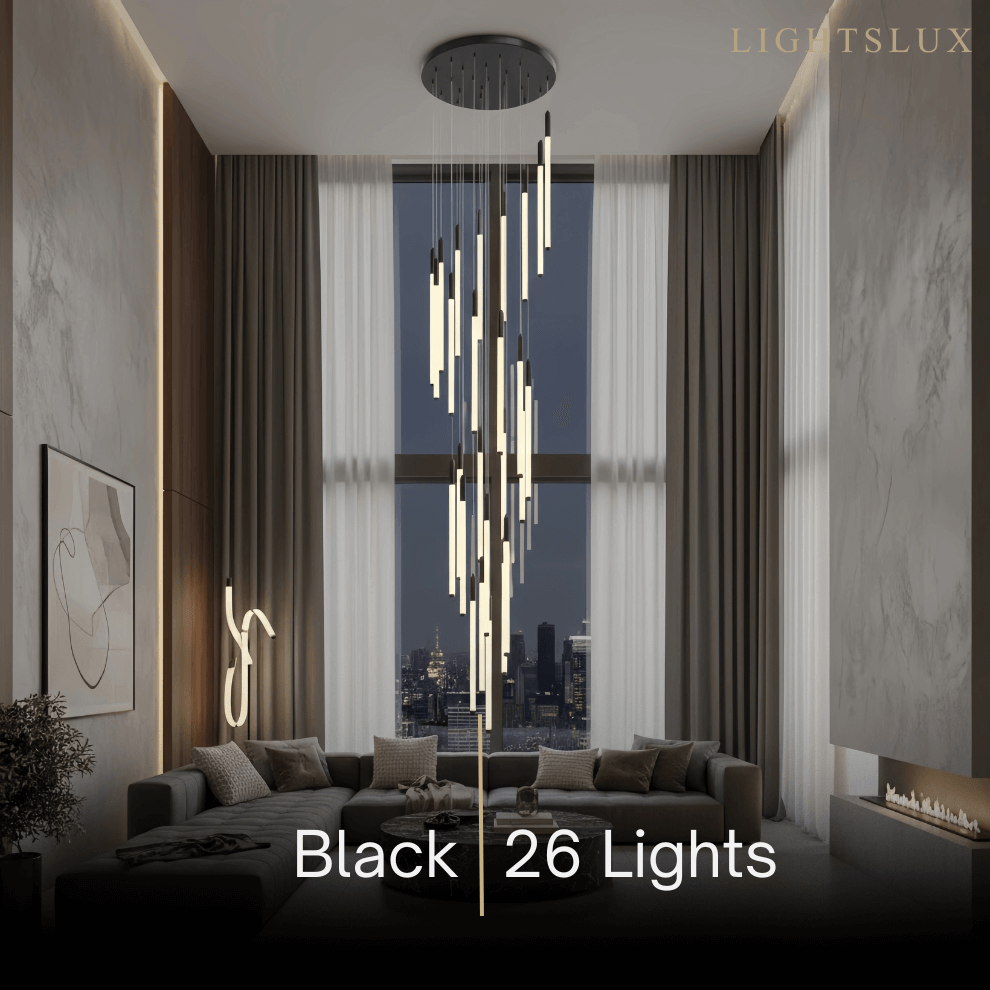 Multi-Tier Modern Chandelier - Waterfall Design for Staircases & High Ceilings - Flindria