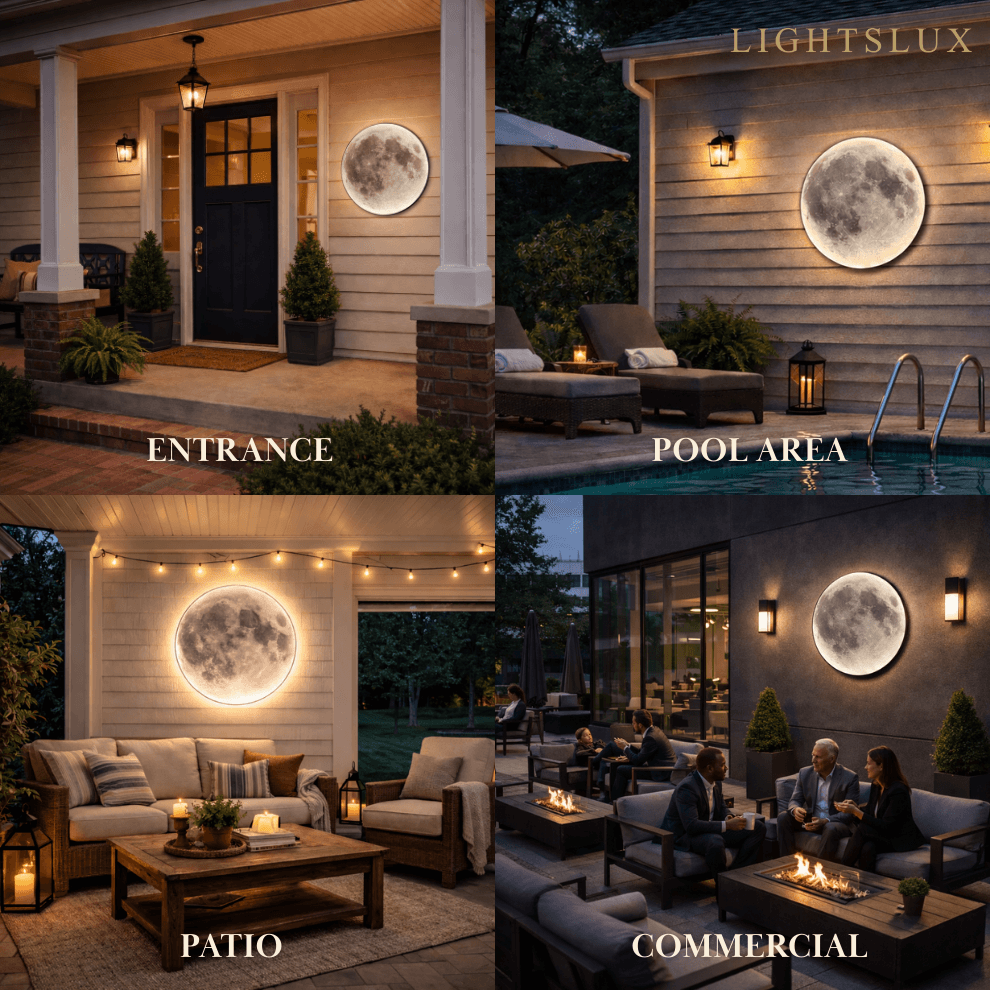 Moon Wall Light Luna, Waterproof Outdoor Moon Sconce for Patio Garden & Bathroom - Flindria