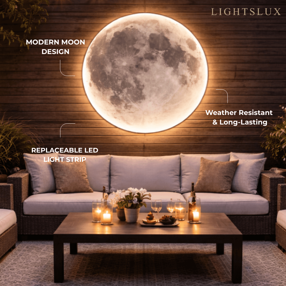 Applique Murale Lune Luna, Applique Extérieure Étanche pour Patio Jardin & Salle de Bain - Flindria