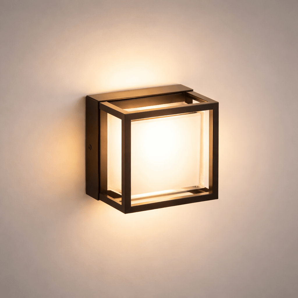 Geometric Matte Black Outdoor Wall Light – Modern LED Sconce for Patio & Entryway - Flindria