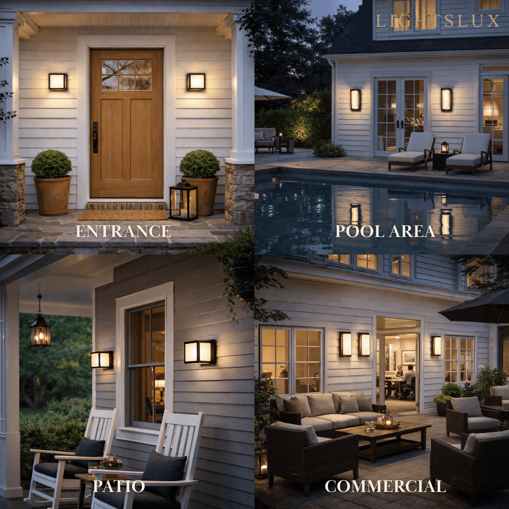 Geometric Matte Black Outdoor Wall Light – Modern LED Sconce for Patio & Entryway - Flindria