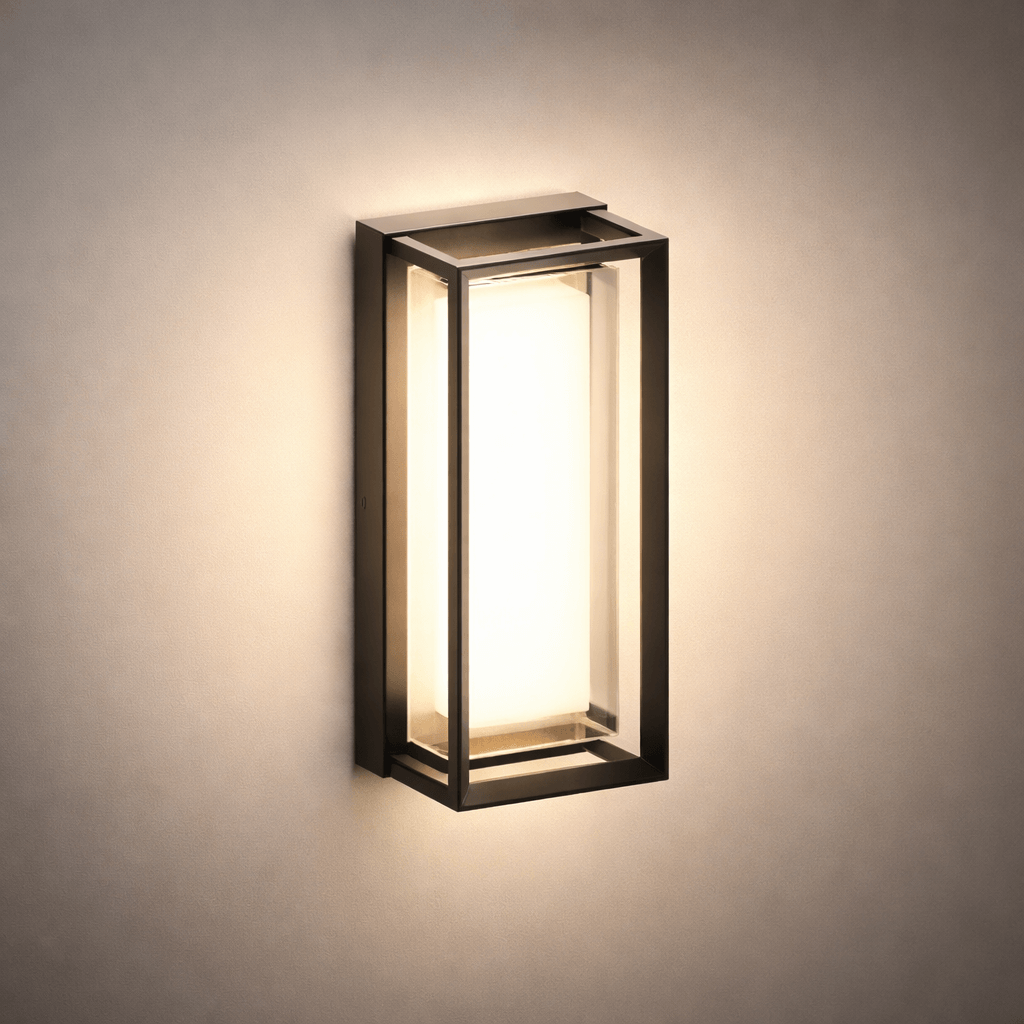 Geometric Matte Black Outdoor Wall Light – Modern LED Sconce for Patio & Entryway - Flindria