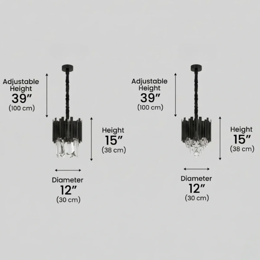 Modern Obsidian Mini Pendant Light with Crystal Detail - Flindria